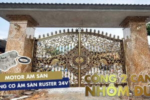 CỔNG TỰ ĐỘNG 2 CÁNH NHÔM ĐÚC LỚN – MOTOR ÂM SÀN RUSTER 24V/600KG | Ruster Việt Nam